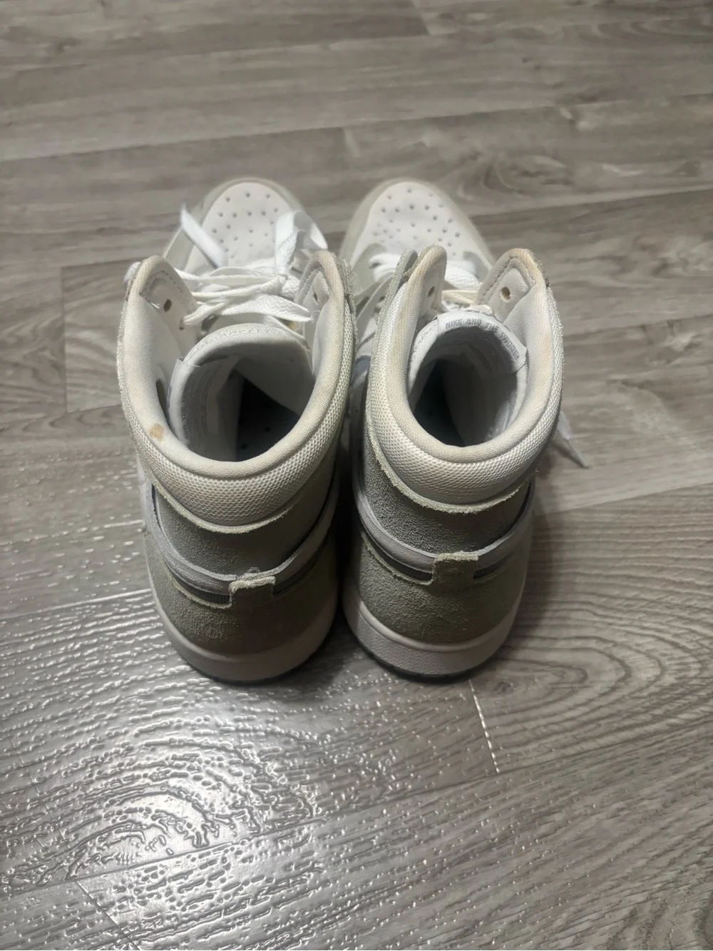 Nike Air Jordan 1 Mid Sneakers in White and Light Gray